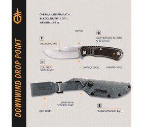 Nóż Gerber Downwind Drop Point Black BLACK
