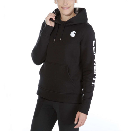 Bluza Carhartt Clarksburg Sleeve Logo Hooded Black