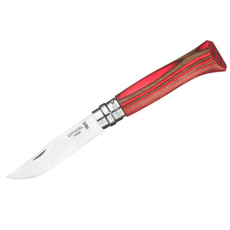 Nóż Opinel Inox Laminated Red Natural 08